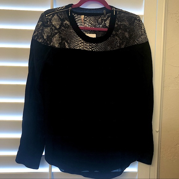 ❤️‍🔥NWT 2013 Sample Sale Rebecca Taylor Vintage Size 6 Black Snakeskin Top❤️‍🔥 - Picture 1 of 12